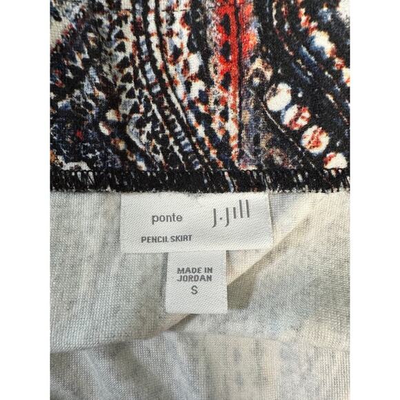 J. Jill Skirt Womens Small Ponte Pencil Mini Paisley Abstract Multicolor Stretch - Picture 5 of 5